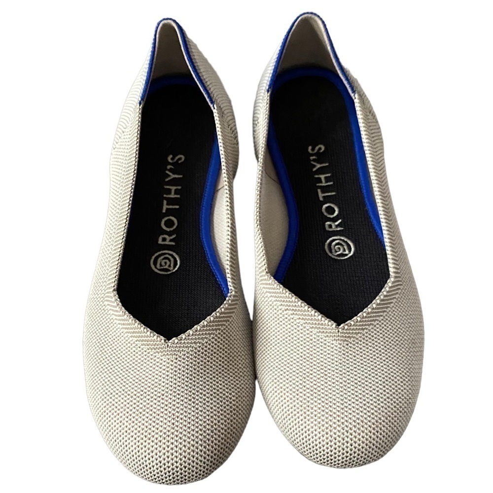 Rothy’s The Round Flat – Flax Birdseye with Blue Halo – Women’s Size 7.5